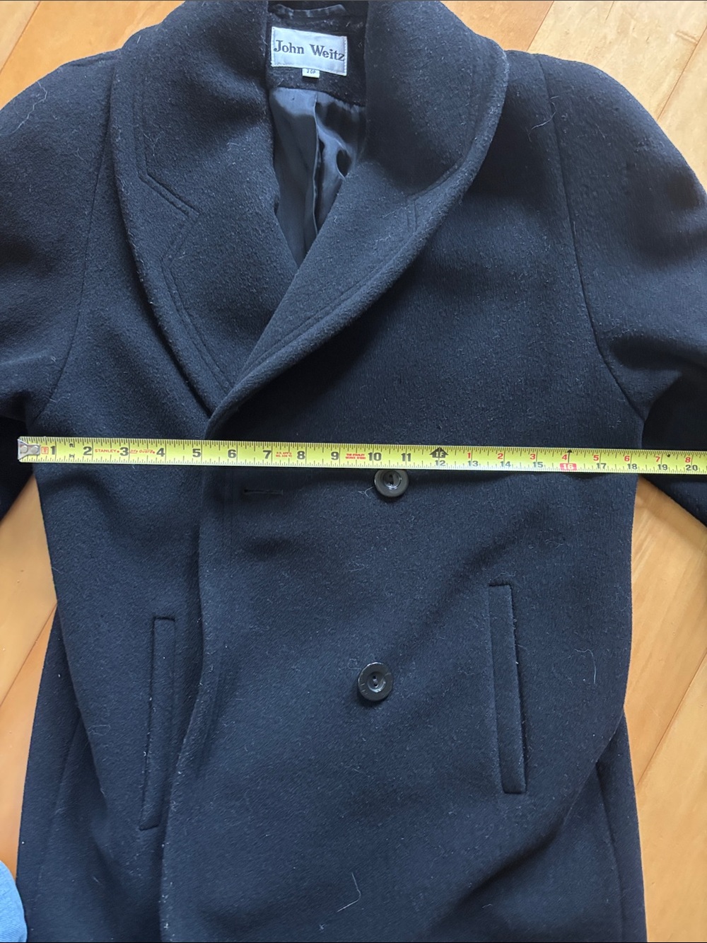 Vintage John Weitz 100% Wool Black Coat - Picture 10 of 12